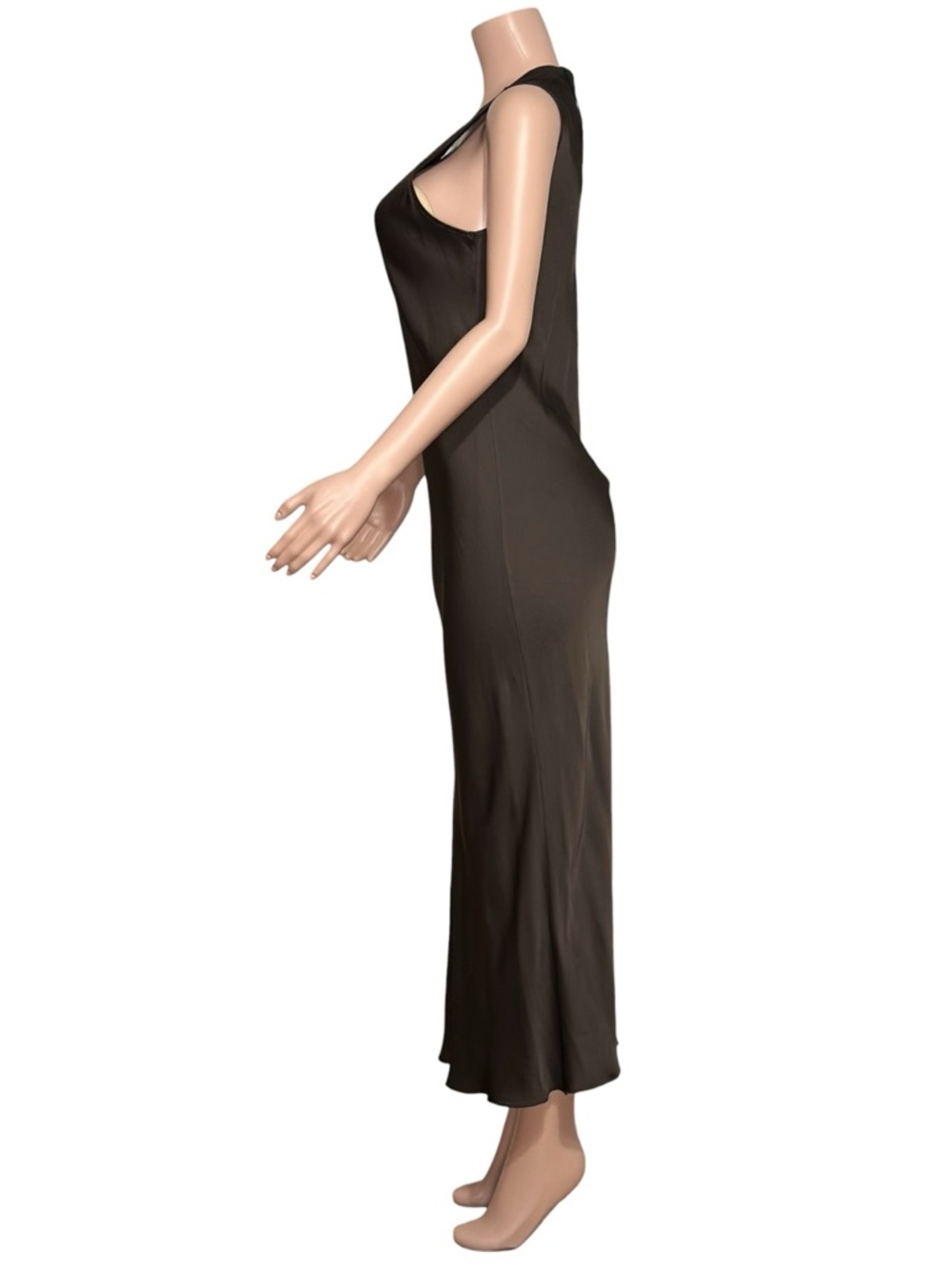 JAKI LONDON Sabrina Sleeveless Satin Dress, Espresso Brown, XL - Picture 6 of 9